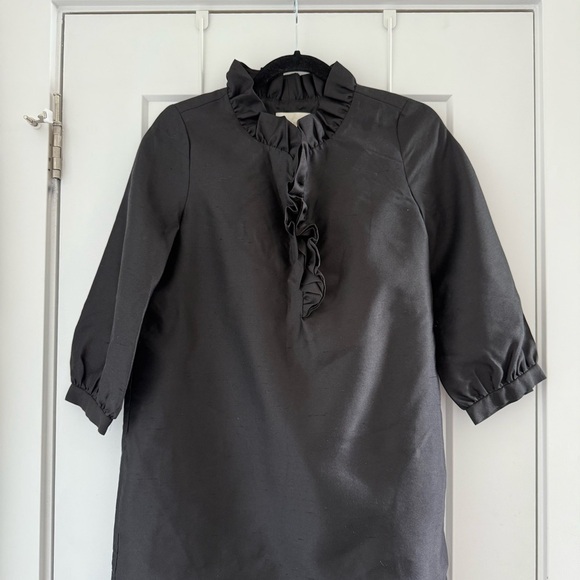 Kate Spade black silk taffeta dress with ruffle collar - Small - Picture 4 of 8